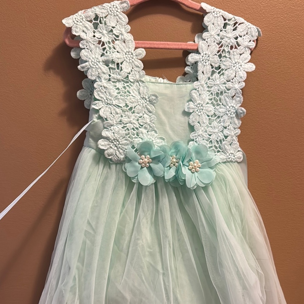 Mint Green Lace Floral Dress